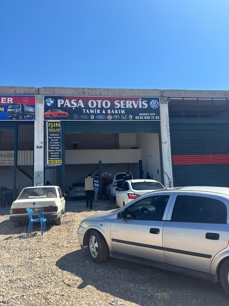 Paşa Oto Servis dış cephe ve tabela